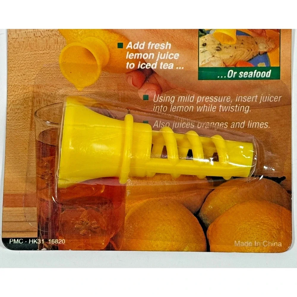 PMC Quick Juicer Kitchen Gadget Yellow Vintage Style Lemon Lime Squeezer